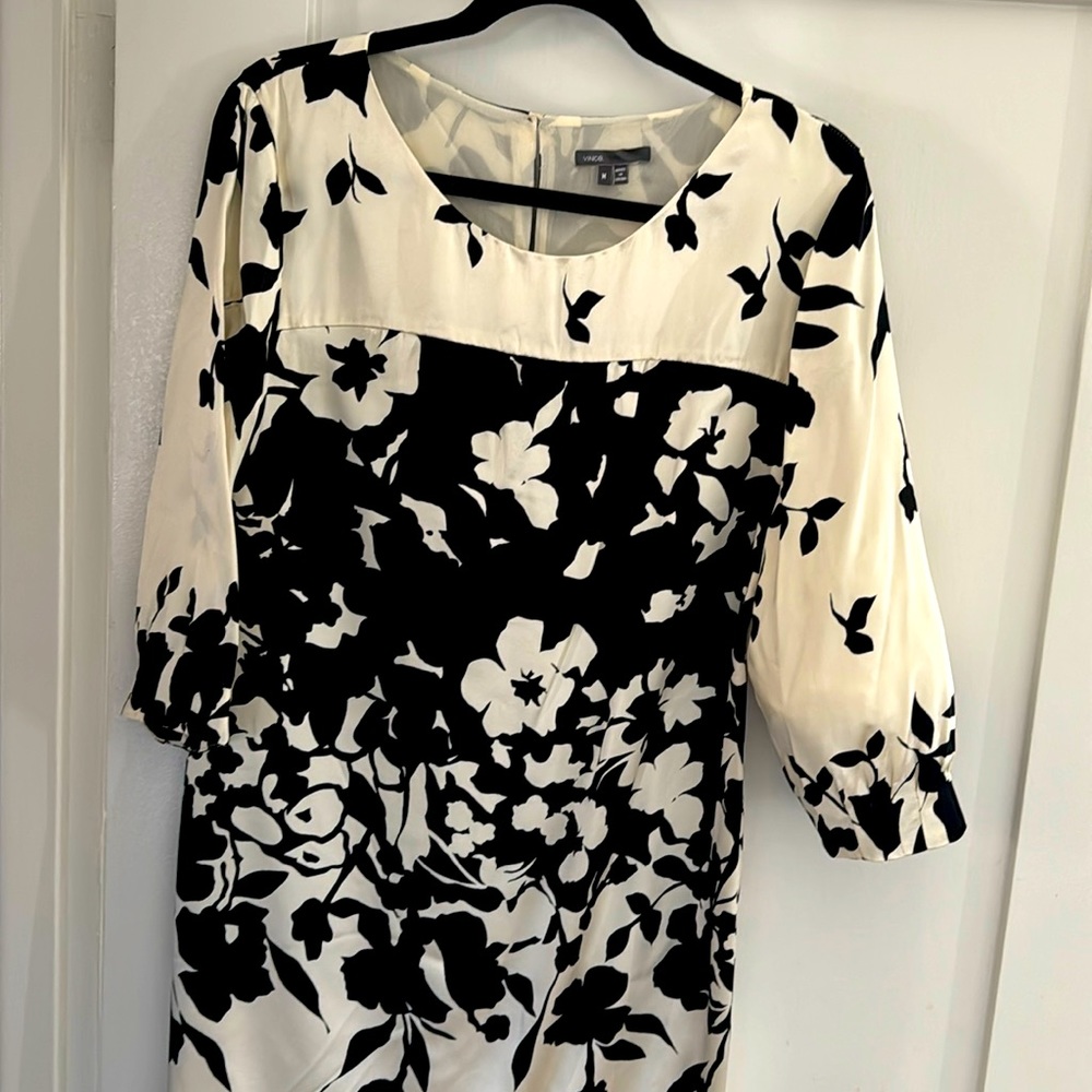 Vince Floral Print Silk Mini Sheath Dress Size Medium